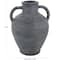16" Black Ceramic Whitewashed Textured Amphora Vase